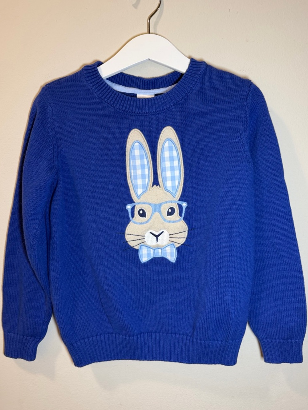 Gymboree Royal Blue Bunny Easter Appliqué Sweater